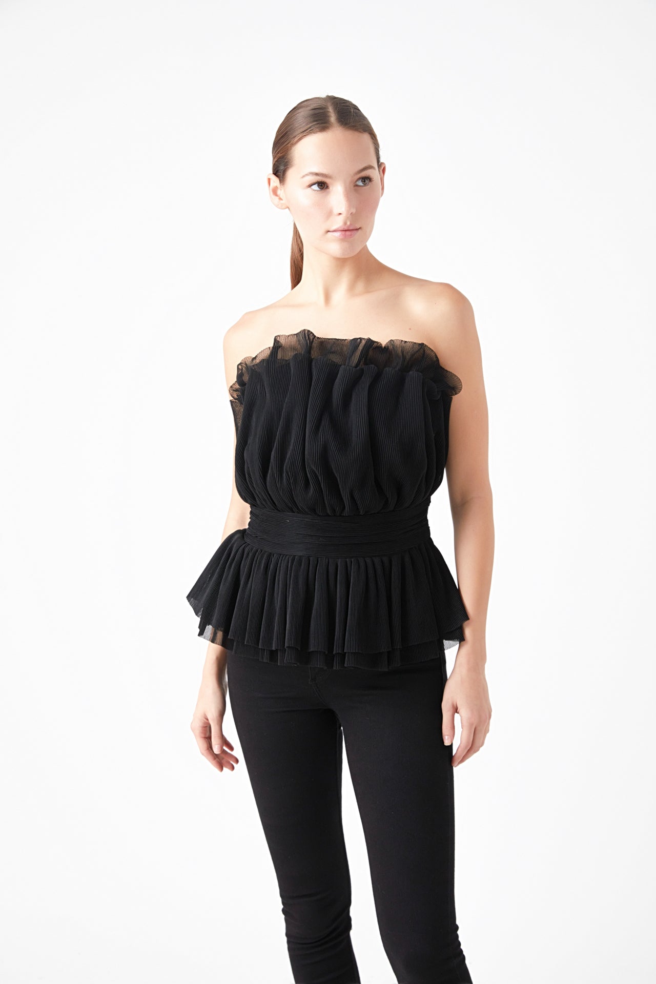 ENDLESS ROSE - Endless Rose - Strapless Tulle Banded Top - TOPS available at Objectrare