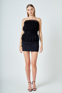 ENDLESS ROSE - Strapless Tulle Banded Top - TOPS available at Objectrare