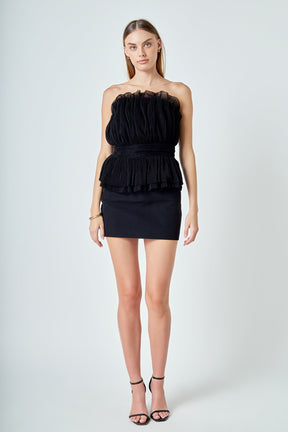 ENDLESS ROSE - Strapless Tulle Banded Top - TOPS available at Objectrare