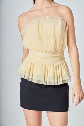 ENDLESS ROSE - Strapless Tulle Banded Top - TOPS available at Objectrare