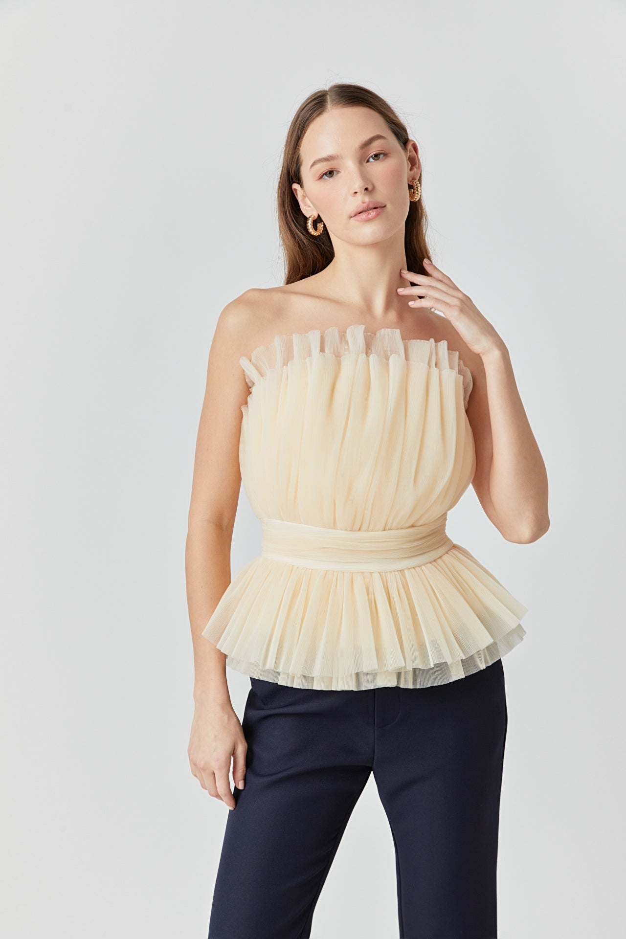 ENDLESS ROSE - Endless Rose - Strapless Tulle Banded Top - TOPS available at Objectrare