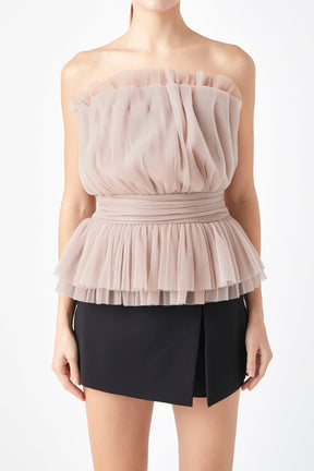 ENDLESS ROSE - Endless Rose - Strapless Tulle Banded Top - TOPS available at Objectrare