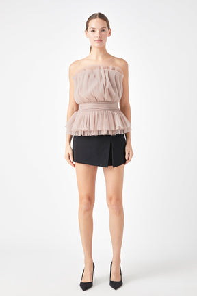 ENDLESS ROSE - Strapless Tulle Banded Top - TOPS available at Objectrare