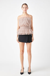 ENDLESS ROSE - Endless Rose - Strapless Tulle Banded Top - TOPS available at Objectrare