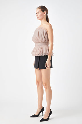 ENDLESS ROSE - Strapless Tulle Banded Top - TOPS available at Objectrare