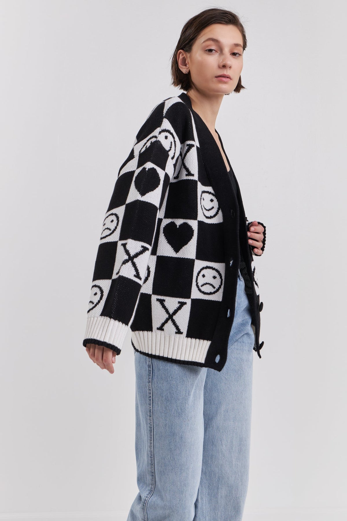 GREY LAB - XOXO Smiley Face Cardigan - CARDIGANS available at Objectrare