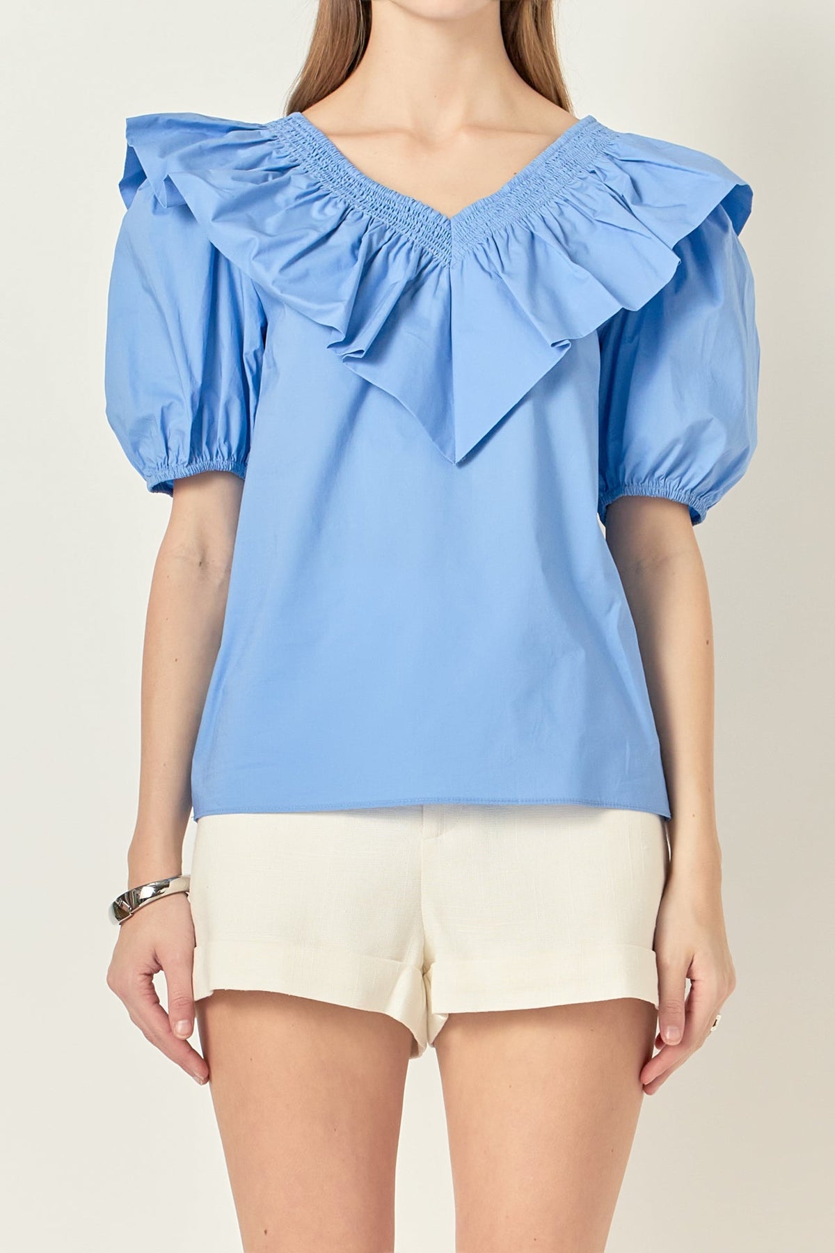 ENGLISH FACTORY - Ruffle Puff Sleeve Top - TOPS available at Objectrare
