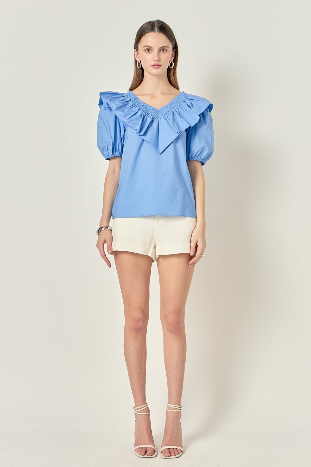 ENGLISH FACTORY - Ruffle Puff Sleeve Top - TOPS available at Objectrare