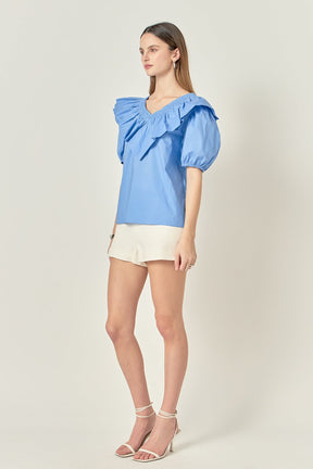 ENGLISH FACTORY - Ruffle Puff Sleeve Top - TOPS available at Objectrare