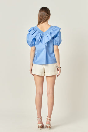 ENGLISH FACTORY - Ruffle Puff Sleeve Top - TOPS available at Objectrare