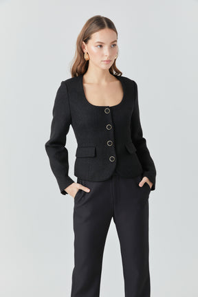 ENDLESS ROSE - Endless Rose - Button Up Tweed Jacket - JACKETS available at Objectrare