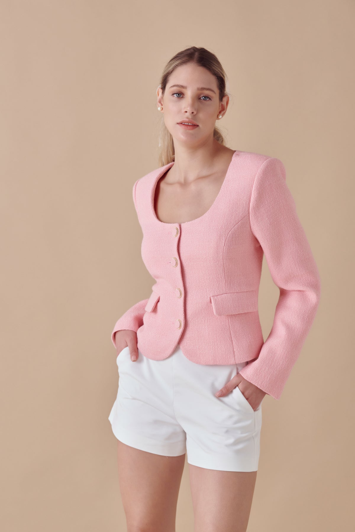 ENDLESS ROSE - Endless Rose - Button Up Tweed Jacket - JACKETS available at Objectrare