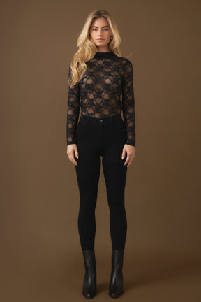 ENDLESS ROSE - Floral Lace See Through Top - TOPS available at Objectrare