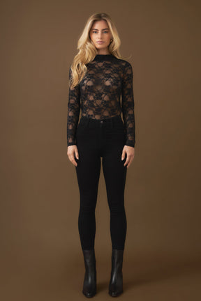 ENDLESS ROSE - Endless Rose - Floral Lace See Through Top - TOPS available at Objectrare