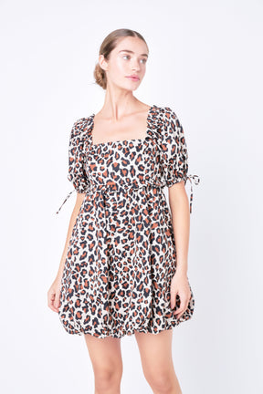 ENGLISH FACTORY - Leopard Printed Bubbled Mini Dress - DRESSES available at Objectrare