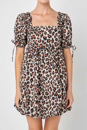 ENGLISH FACTORY - Leopard Printed Bubbled Mini Dress - DRESSES available at Objectrare
