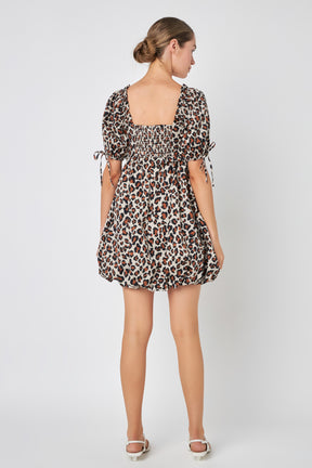 ENGLISH FACTORY - Leopard Printed Bubbled Mini Dress - DRESSES available at Objectrare