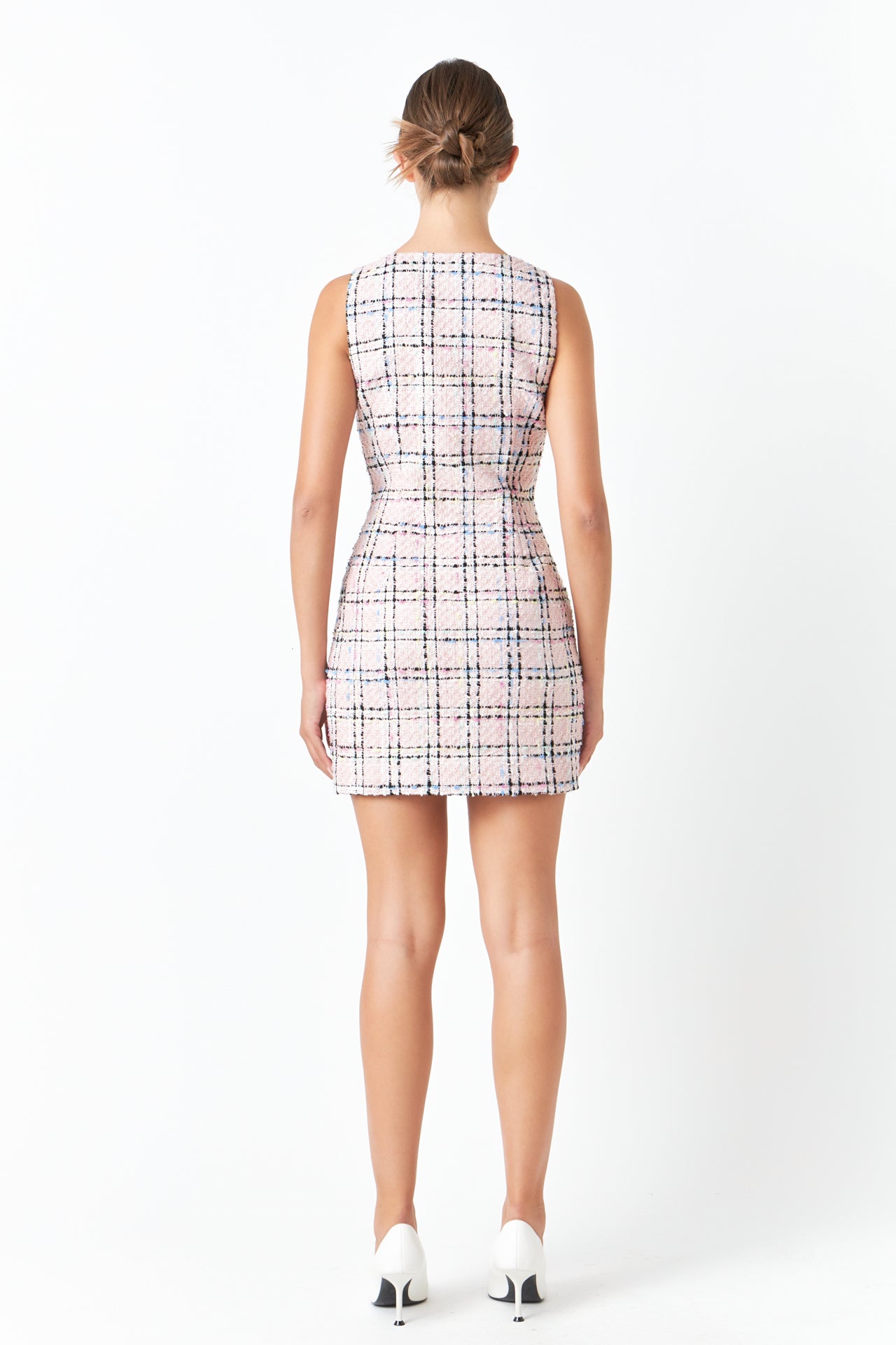 ENDLESS ROSE - Plaid Tweed Mini Dress - DRESSES available at Objectrare