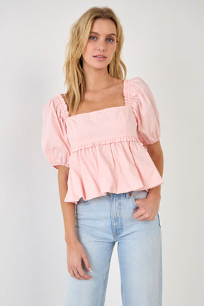 ENDLESS ROSE - Endless Rose - Blouson Baby Doll Top - TOPS available at Objectrare