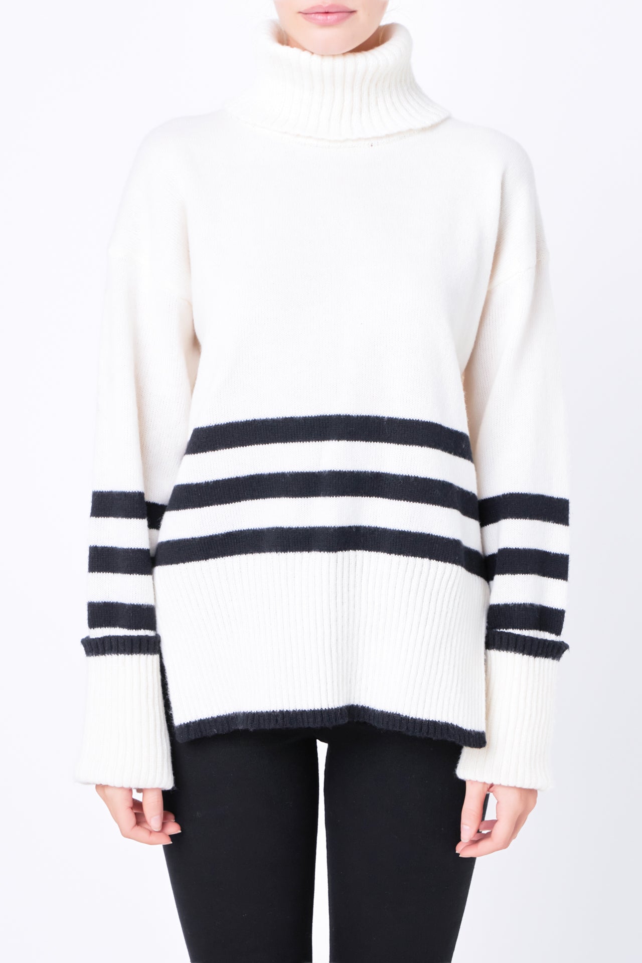 FREE THE ROSES - Striped Turtle Neck Sweater - SWEATERS & KNITS available at Objectrare
