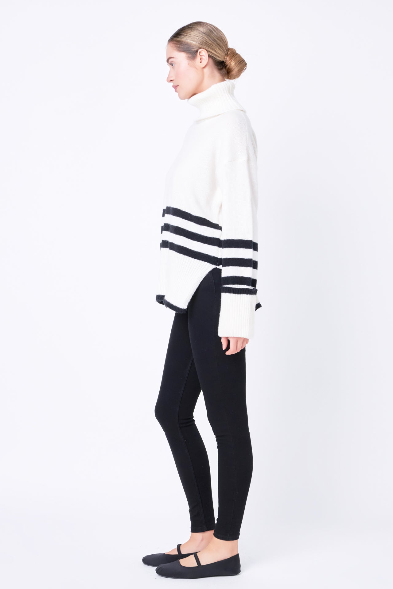 FREE THE ROSES - Striped Turtle Neck Sweater - SWEATERS & KNITS available at Objectrare