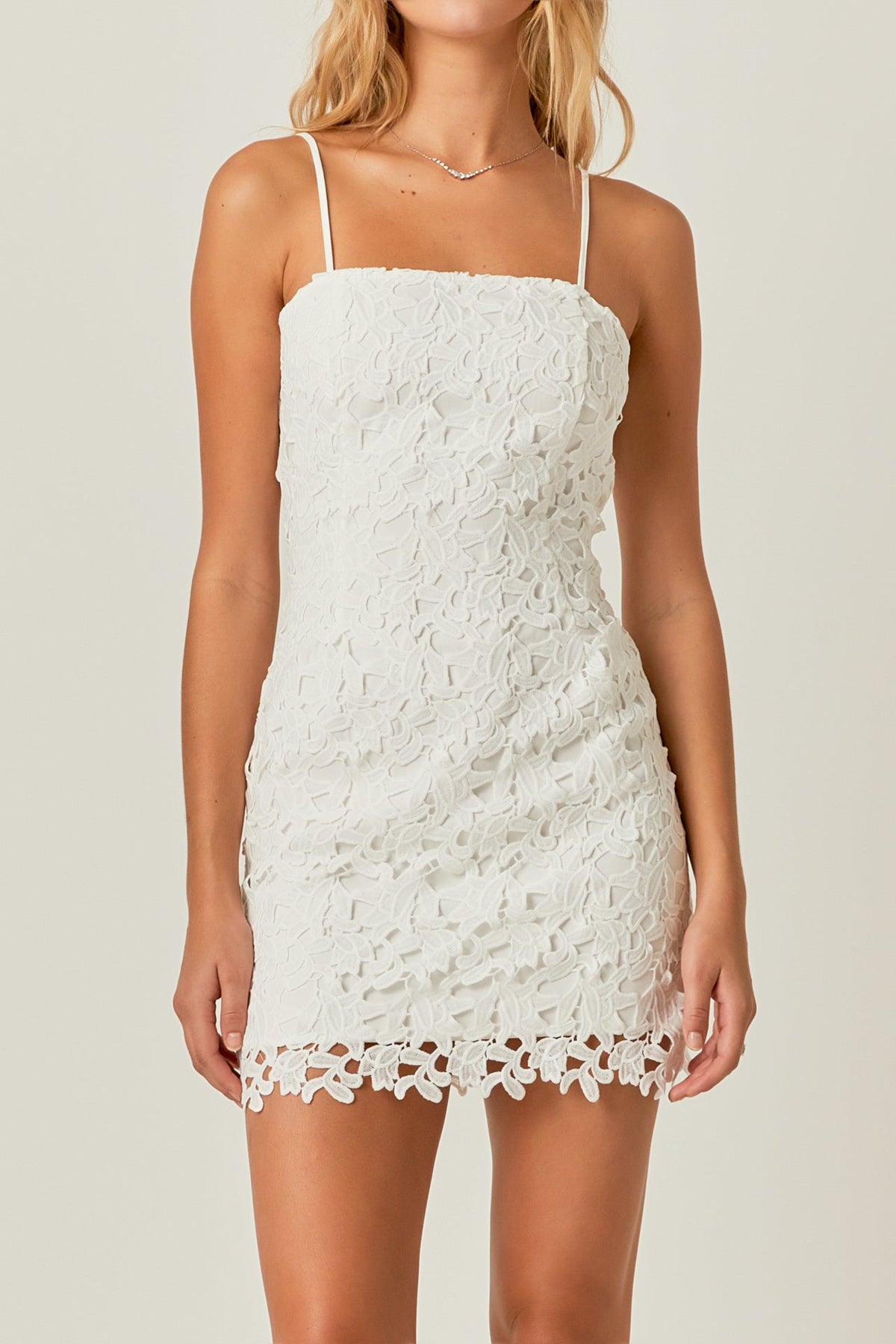 ENDLESS ROSE - Crochet Lace Bodycon Mini Dress - DRESSES available at Objectrare