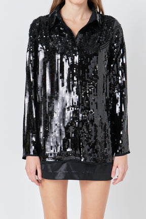 ENDLESS ROSE - Sequins Dress Shirt - TOPS available at Objectrare