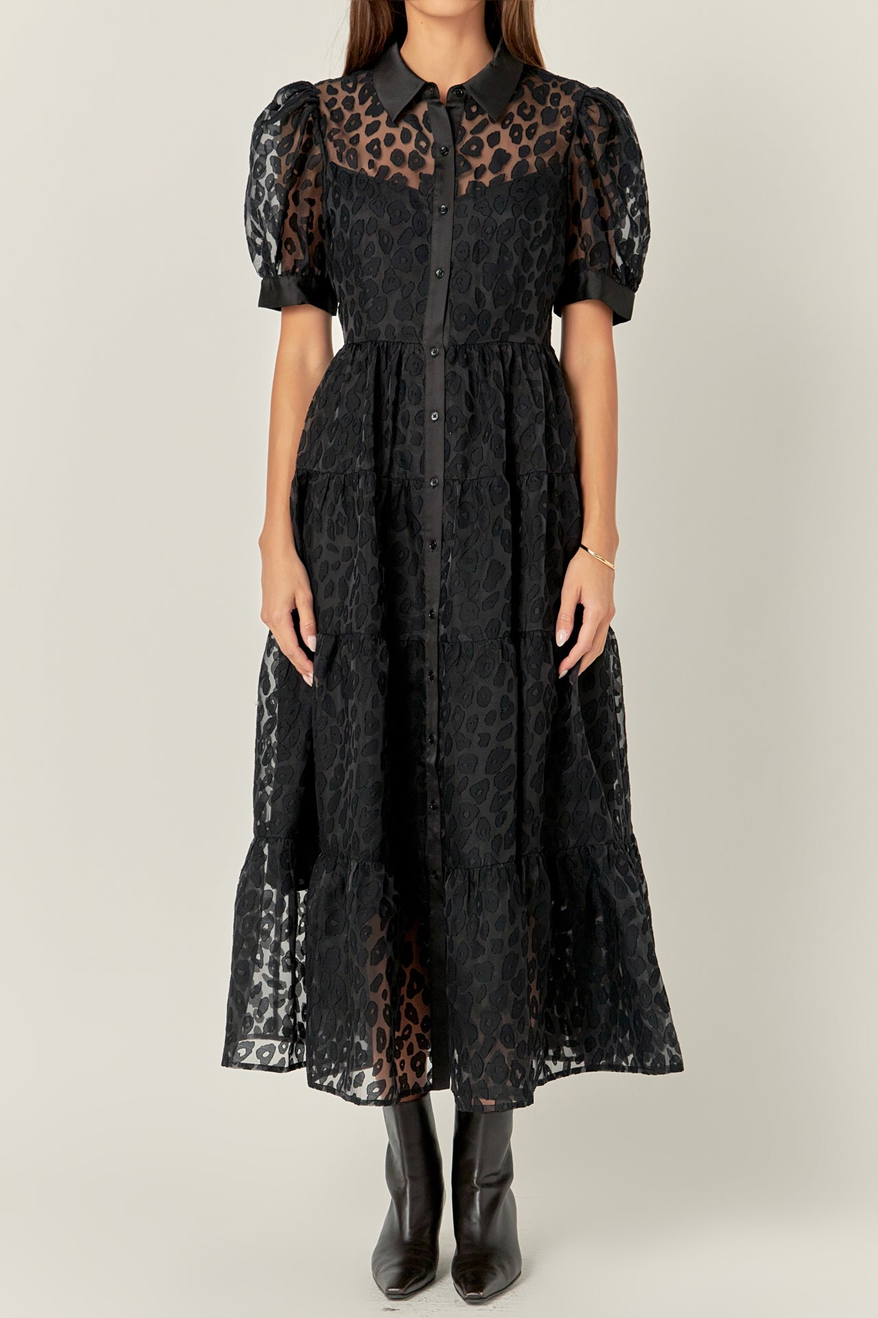 ENGLISH FACTORY - Animal Print Button Up Maxi Dress - DRESSES available at Objectrare