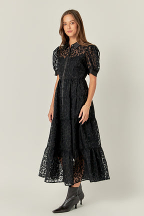 ENGLISH FACTORY - Animal Print Button Up Maxi Dress - DRESSES available at Objectrare