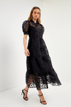 ENGLISH FACTORY - Animal Print Button Up Maxi Dress - DRESSES available at Objectrare