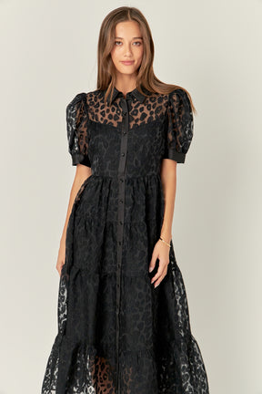 ENGLISH FACTORY - Animal Print Button Up Maxi Dress - DRESSES available at Objectrare