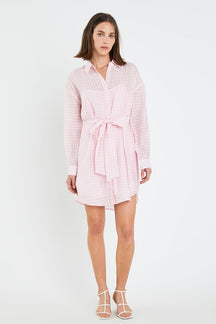 ENGLISH FACTORY - English Factory - Striped Belted Tunic Shirt Dress - DRESSES available at Objectrare