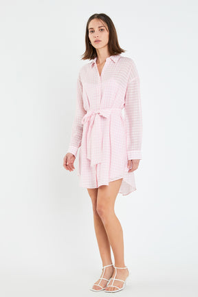 ENGLISH FACTORY - Striped Belted Tunic Shirt Dress - DRESSES available at Objectrare