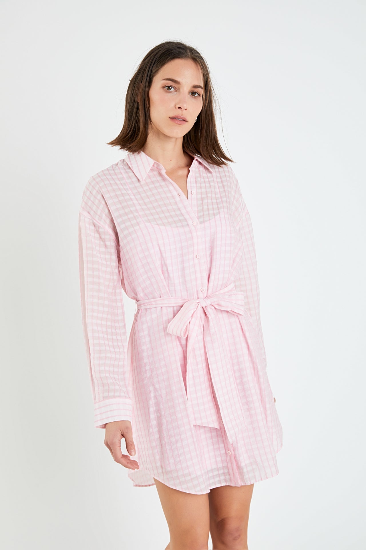 ENGLISH FACTORY - Striped Belted Tunic Shirt Dress - DRESSES available at Objectrare