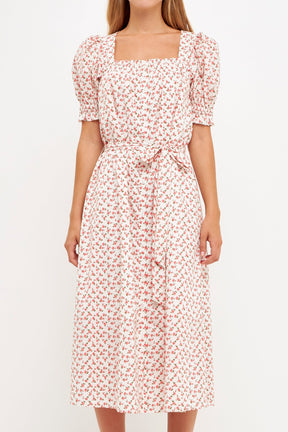 ENGLISH FACTORY - English Factory - Short Puff Sleeve Floral Midi Dress - DRESSES available at Objectrare