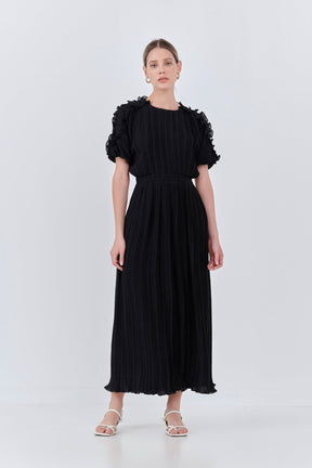 ENDLESS ROSE - Chiffon Plisse Back Cutout Maxi Dress - DRESSES available at Objectrare
