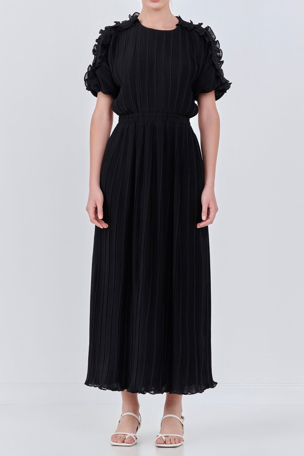 ENDLESS ROSE - Chiffon Plisse Back Cutout Maxi Dress - DRESSES available at Objectrare