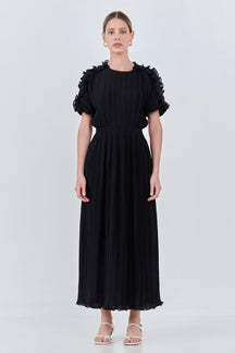 ENDLESS ROSE - Chiffon Plisse Back Cutout Maxi Dress - DRESSES available at Objectrare