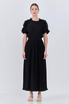 ENDLESS ROSE - Chiffon Plisse Back Cutout Maxi Dress - DRESSES available at Objectrare