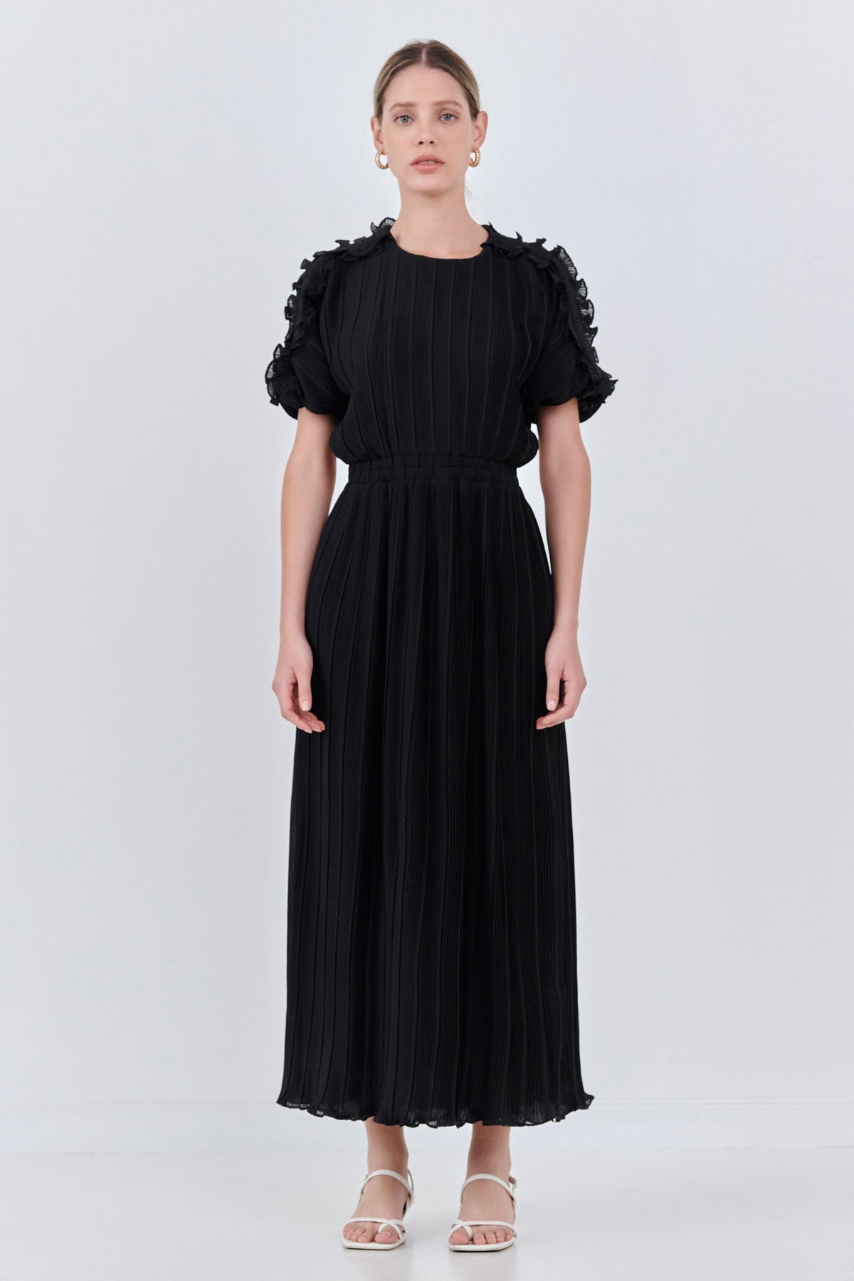ENDLESS ROSE - Chiffon Plisse Back Cutout Maxi Dress - DRESSES available at Objectrare