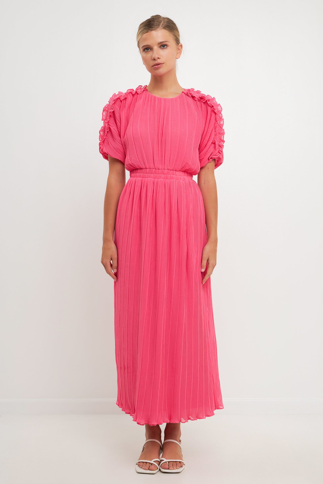 ENDLESS ROSE - Chiffon Plisse Back Cutout Maxi Dress - DRESSES available at Objectrare