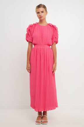 ENDLESS ROSE - Endless Rose - Chiffon Plisse Back Cutout Maxi Dress - DRESSES available at Objectrare