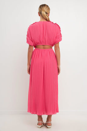 ENDLESS ROSE - Chiffon Plisse Back Cutout Maxi Dress - DRESSES available at Objectrare