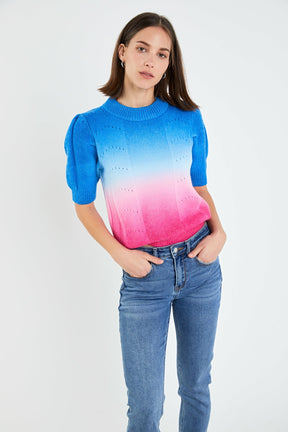 ENGLISH FACTORY - English Factory - Puff Sleeve Ombre Sweater Top - SWEATERS & KNITS available at Objectrare