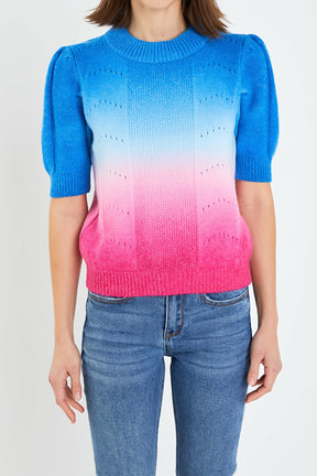 ENGLISH FACTORY - English Factory - Puff Sleeve Ombre Sweater Top - SWEATERS & KNITS available at Objectrare