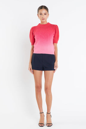 ENGLISH FACTORY - Puff Sleeve Ombre Sweater Top - TOPS available at Objectrare