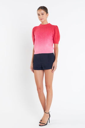 ENGLISH FACTORY - Puff Sleeve Ombre Sweater Top - TOPS available at Objectrare