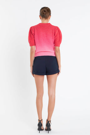 ENGLISH FACTORY - Puff Sleeve Ombre Sweater Top - TOPS available at Objectrare