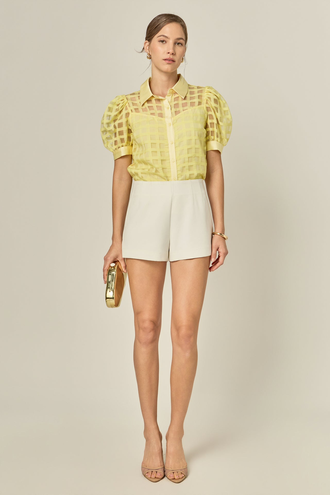 ENGLISH FACTORY - Short Sleeve Organza Grid Blouse - TOPS available at Objectrare