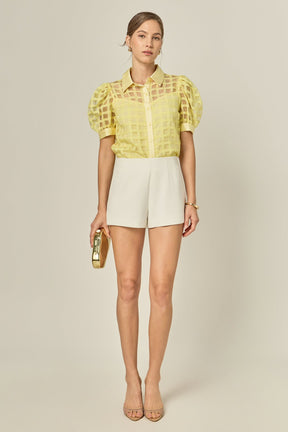 ENGLISH FACTORY - Short Sleeve Organza Grid Blouse - TOPS available at Objectrare